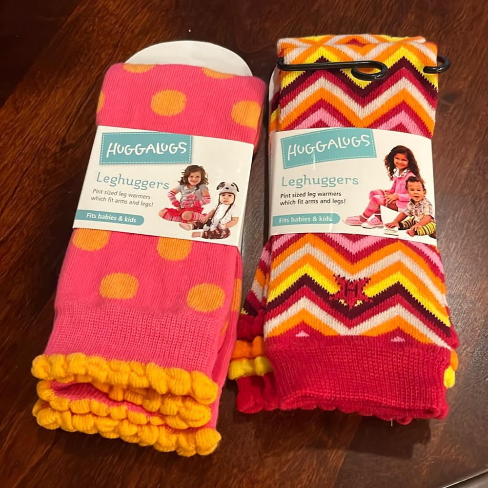 Bundle of two new huggalugs leg/arm warmers